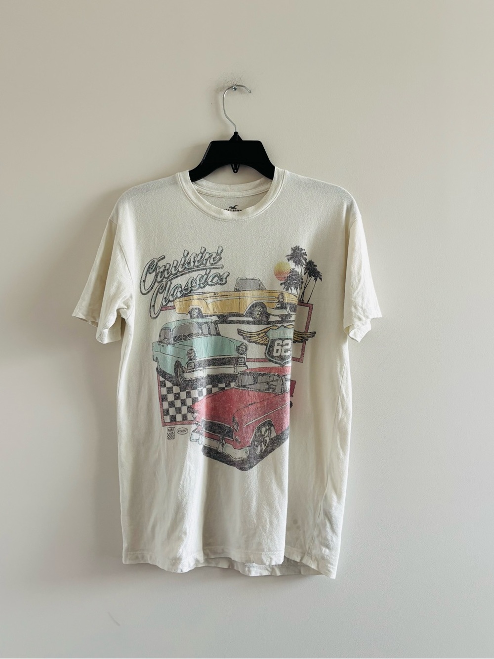 Vintage Hollister Graphic T-Shirt Muscle Car Retro California Cotton Men XXS Y2K
